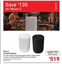 Visions Electronics SONOS Move 2 Portable Speaker offer