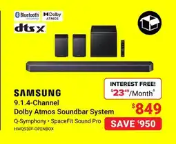 Visions Electronics SAMSUNG 9.1.4-Channel Dolby Atmos Soundbar System offer