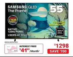 Visions Electronics SAMSUNG NATIVE 120Hz PANEL LS03FA 4K Smart TV offer