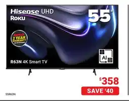 Visions Electronics Hisense UHD Roku R63N 4K Smart TV UHD offer
