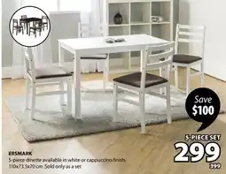 JYSK ERSMARK 5-piece dinette available in white or cappuccino finish offer