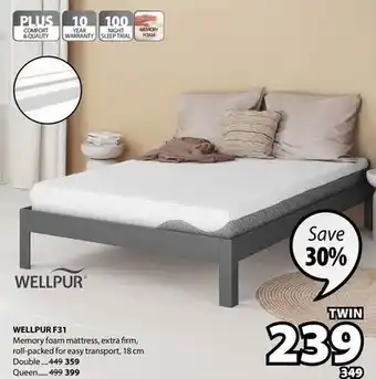 JYSK WELLPUR F31 Memory foam mattress offer