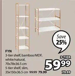 JYSK FYN 3-tier shelf, bamboo/, white offer