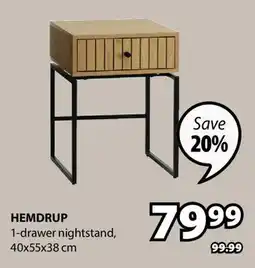 JYSK HEMDRUP 1-drawer nightstand offer