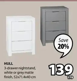 JYSK HULL 3-drawer nightstand offer