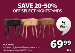 JYSK HOKKSUND 1-drawer nightstand brown offer