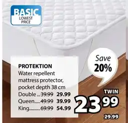 JYSK PROTEKTION Water repellent mattress protector offer