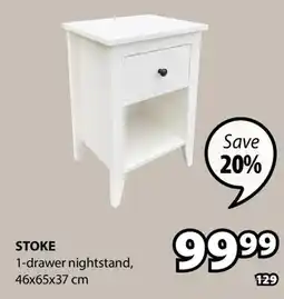 JYSK STOKE 1-drawer nightstand offer