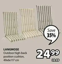 JYSK LANGMOSE Outdoor high-back position cushion offer