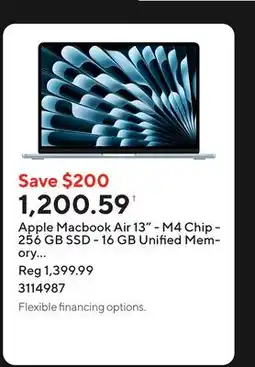 Staples Apple Macbook Air 13 - M4 Chip - 256 GB SSD - 16 GB Unified Memory - Sky Blue - English offer