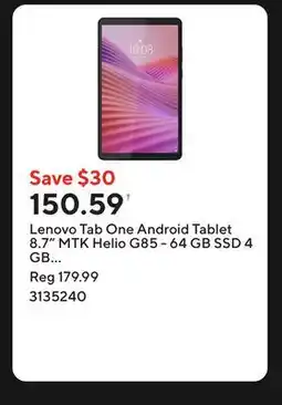 Staples Lenovo Tab One Android Tablet 8.7 MTK Helio G85 - 64 GB SSD 4 GB RAM with Folio Case - Luna Grey offer