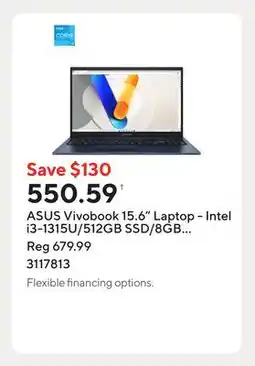 Staples ASUS Vivobook 15.6 Laptop - Intel i3-1315U/512GB SSD/8GB RAM/Windows 11 Home offer