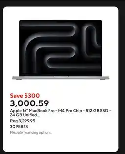 Staples Apple 16 MacBook Pro - M4 Pro Chip - 512 GB SSD - 24 GB Unified Memory - Silver - English offer