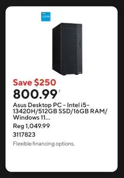 Staples Asus Desktop PC - Intel i5-13420H/512GB SSD/16GB RAM/Windows 11 Home/Grey offer