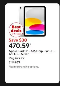 Staples Apple iPad 11 - A16 Chip - Wi-Fi - 128 GB - Silver offer