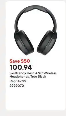 Staples Skullcandy Hesh ANC Wireless Headphones, True Black offer