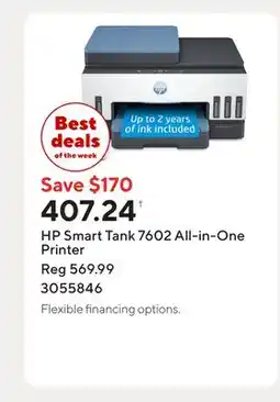 Staples HP Smart Tank 7602 All-in-One Printer offer
