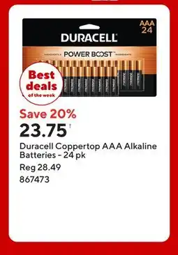 Staples Duracell Coppertop AAA Alkaline Batteries offer