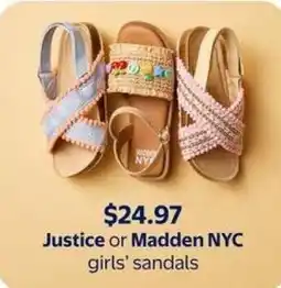 Walmart Justice or Madden NYC girls' sandals offer