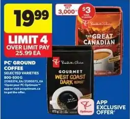 Real Canadian Superstore PC ground coffee offer