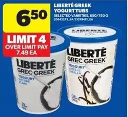 Real Canadian Superstore Liberté greek yogurt tubs offer
