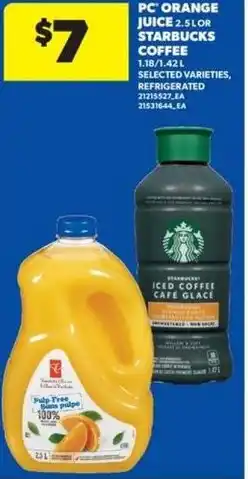 Real Canadian Superstore PC orange juice or starbucks coffee offer