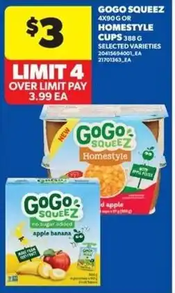 Real Canadian Superstore Gogo squeez or homestyle cups offer