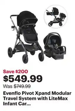 Best Buy Evenflo Pivot Xpand Modular Travel System with LiteMax Infant Car Seat - Ayrshire Black offer