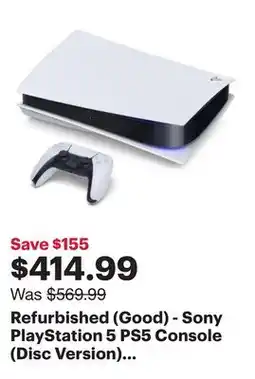Best Buy Refurbished (Good) - Sony PlayStation 5 PS5 Console (Disc Version) *NO STAND offer