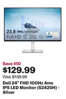 Best Buy Dell 24 FHD 100Hz 4ms IPS LED Monitor (S2425H) - Silver offer