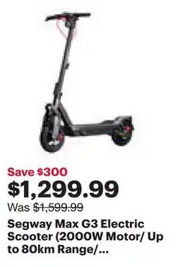 Best Buy Segway Max G3 Electric Scooter (2000W Motor/ Up to 80km Range/ 45km/h Top Speed) offer