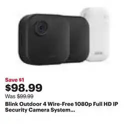 Best Buy Blink Outdoor 4 Wire-Free 1080p Full HD IP Security Camera System with Sync Module Core offer