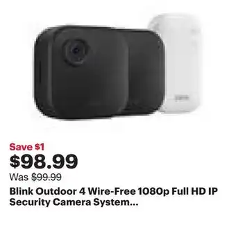 Best Buy Blink Outdoor 4 Wire-Free 1080p Full HD IP Security Camera System with Sync Module Core offer