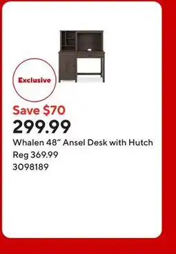 Staples Whalen 48 Ansel Desk with Hutch offer