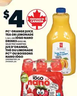 Valu-mart JUS D'ORANGE, THÉ OU LIMONADE PC OU BOISSONS NANO iÖGO offer