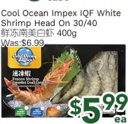Ample Food Market Cool Ocean Impex IQF White Shrimp Head On 30/40 offer