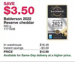 Costco Balderson 2022 Reserve cheddar offer
