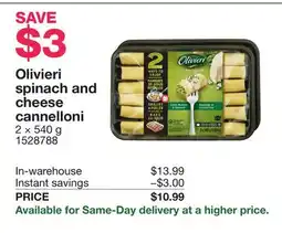 Costco Olivieri spinach and cheese cannelloni offer