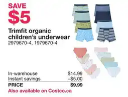 Costco Trimfit organic children's underwear offer