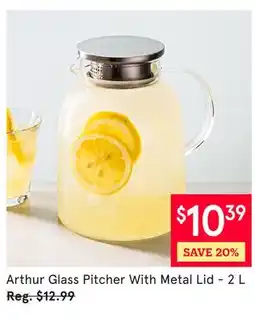 Kitchen Stuff Plus Arthur Glass Pitcher With Metal Lid offer