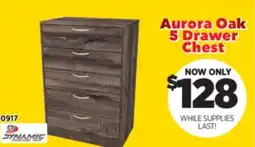 Surplus Furniture Aurora Oak 5 Drawer Chest offer
