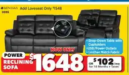 Surplus Furniture Barton Black Leather Match Power Sofa with Drop Down Table offer