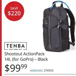 Vistek Tenba Shootout ActionPack 14L (for GoPro) – Black offer