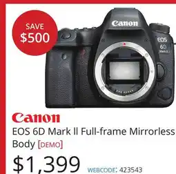 Vistek Canon EOS 6D Mark ll Full-frame Mirrorless Body offer