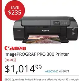 Vistek Canon ImagePROGRAF PRO 300 Printer offer