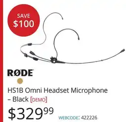 Vistek Rode HS1B Omni Headset Microphone – Black [demo] offer