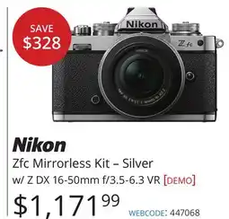 Vistek Zfc Mirrorless Kit-Silver w/Z DX 16-50mm f/3.5-6.3 VR [demo offer