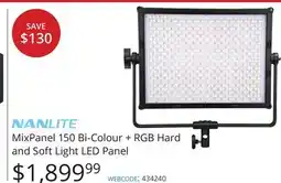 Vistek Nanlite MixPanel 150 Bi-Colour + RGB Hard and Soft Light LED Panel offer