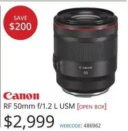 Vistek Canon RF 50mm f/1.2 L USM [open box] offer