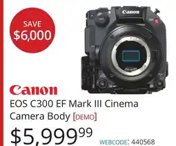 Vistek Canon EOS C300 EF Mark III Cinema Camera Body [demo] offer